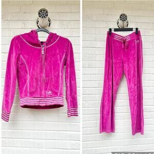 Fila Sports Y2K Pink & Silver Matching Velour Track Suit